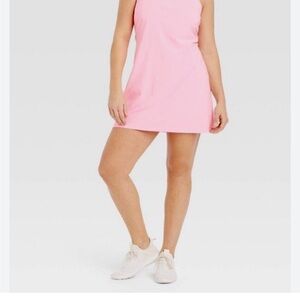 Pink Halter Activewear Dress With Built In Shorts